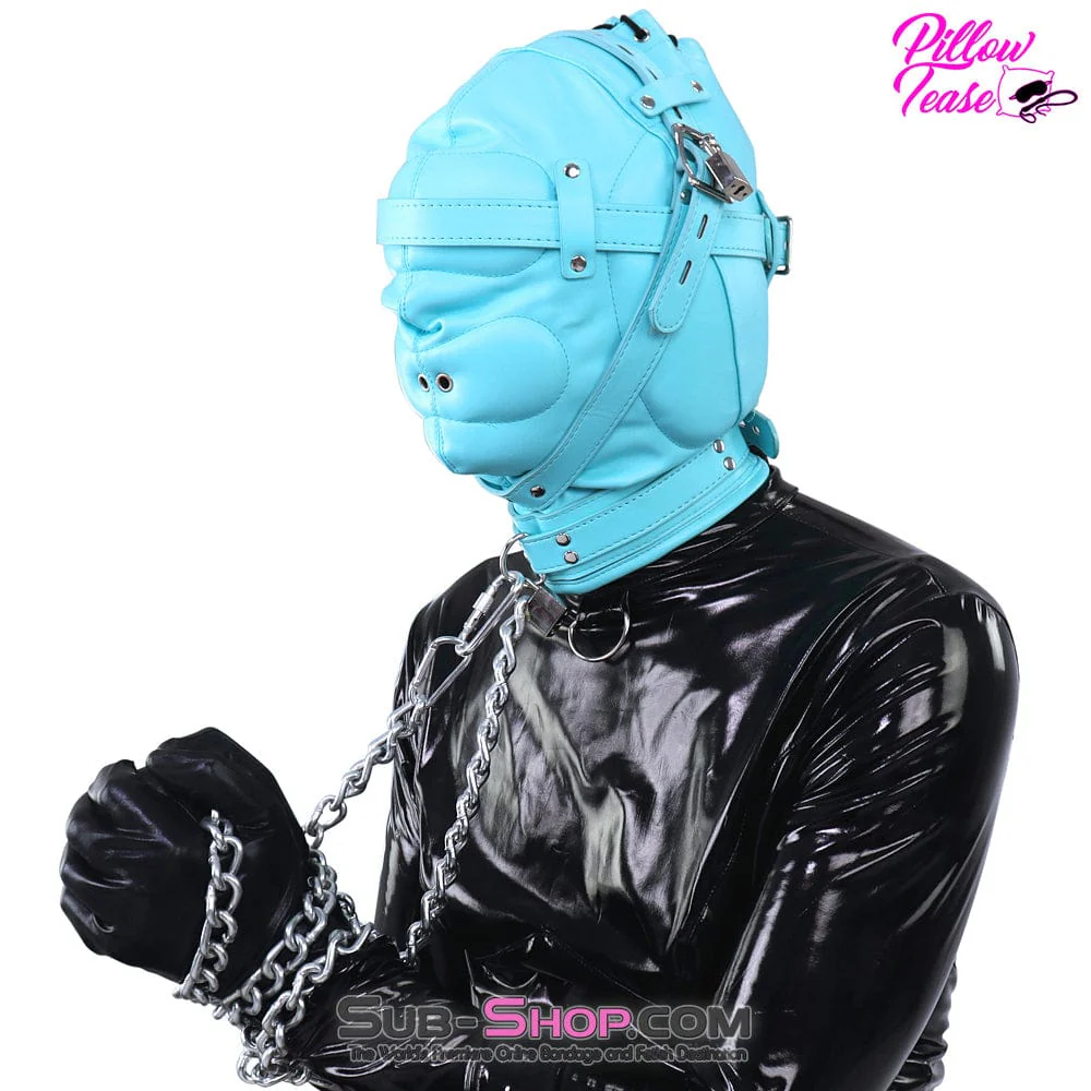 3728RS Forbidden Fantasies Diamond Blue Locking Sensory Deprivation Slave Hood