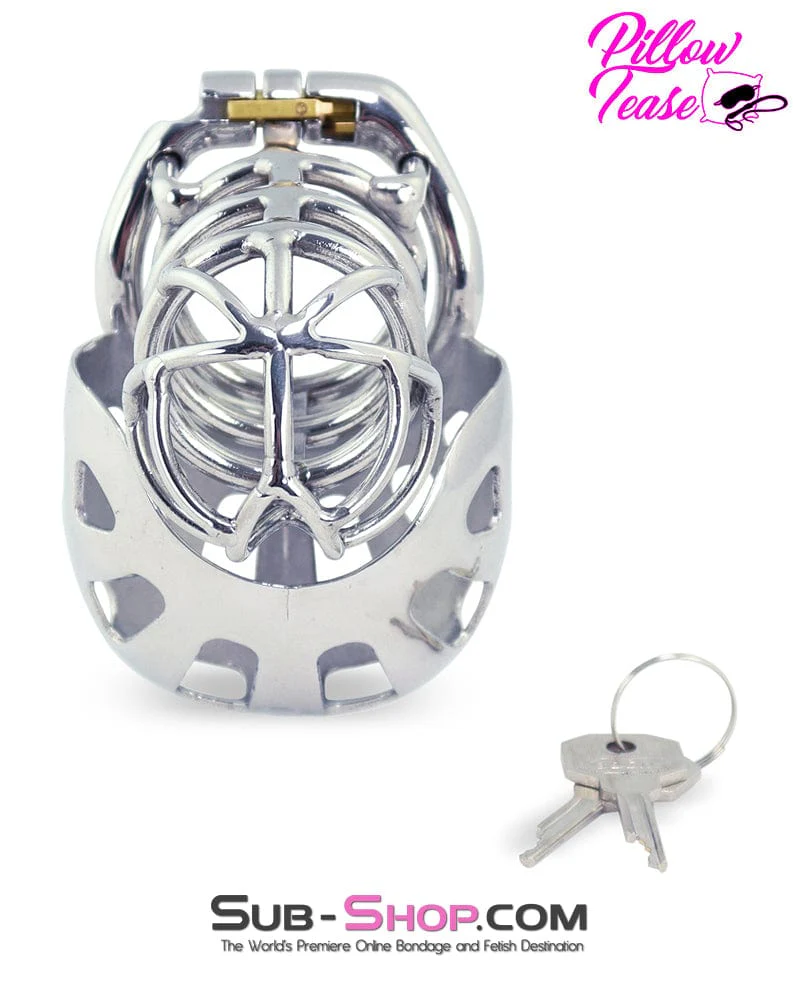 1341AR Full Coverage Steel Locking Chastity Tease and CBT Device, 1.75" Cock Ring - Image 2