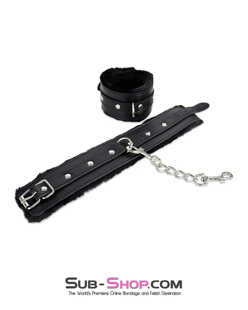 7867DL      Fur Lined Ankle Cuffs with Connection Chain - Image 3