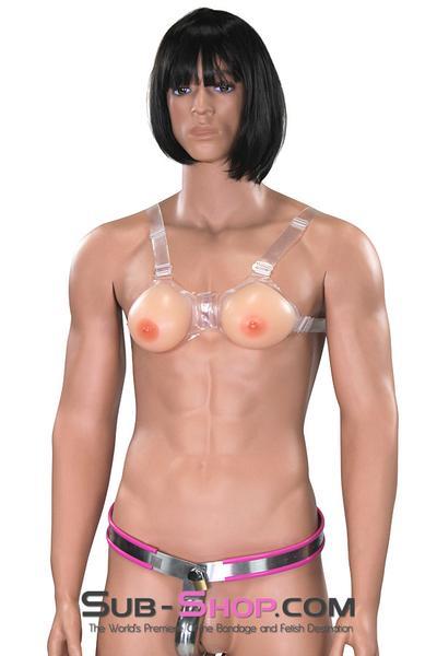 9873RS-SIS      Gia Real Feel Silicone Crossdressing Sissy Breast Forms Feminization Sissy Bitch with Nipples and Clear Straps, A Cup - Image 6