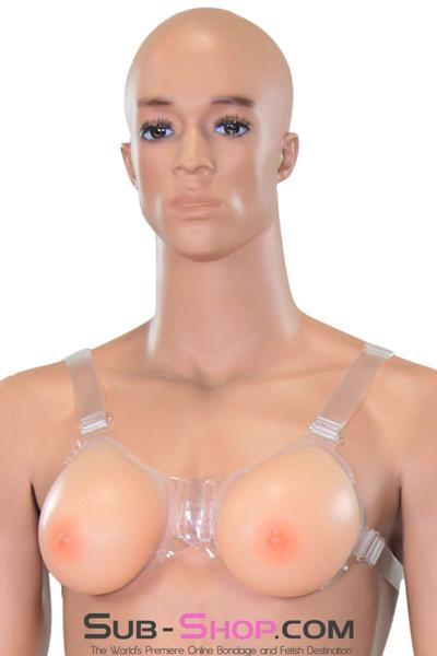 9877RS-SIS      Gia Real Forced Feminization Fantasy Female Led Relationship Feel Silicone Crossdressing Sissy Breast Forms with Nipples and Clear Straps, DD Cup - Image 33