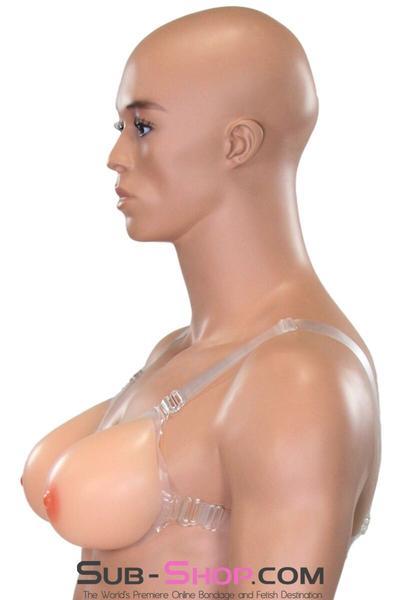 9877RS-SIS      Gia Real Forced Feminization Fantasy Female Led Relationship Feel Silicone Crossdressing Sissy Breast Forms with Nipples and Clear Straps, DD Cup - Image 35