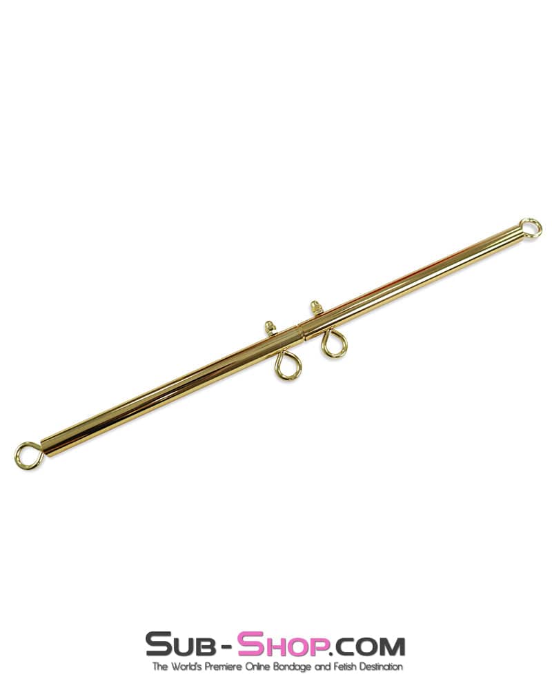 9881DL      Gold Adjustable Steel Bondage Spreader Bar with 4 Attachment Points - Image 2