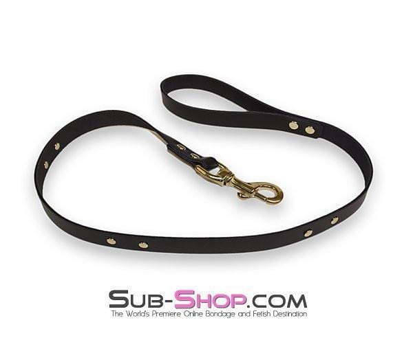 2725A Gold Standard Black Leather Bondage Leash - Image 2