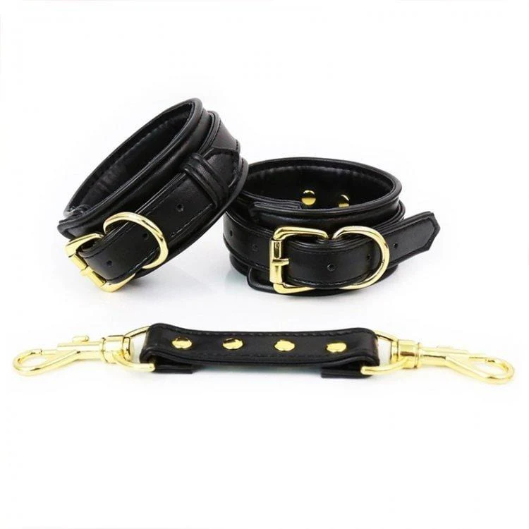 3739M      Gold Standard Padded Supple Ankle Bondage Cuffs with Connector - Image 2
