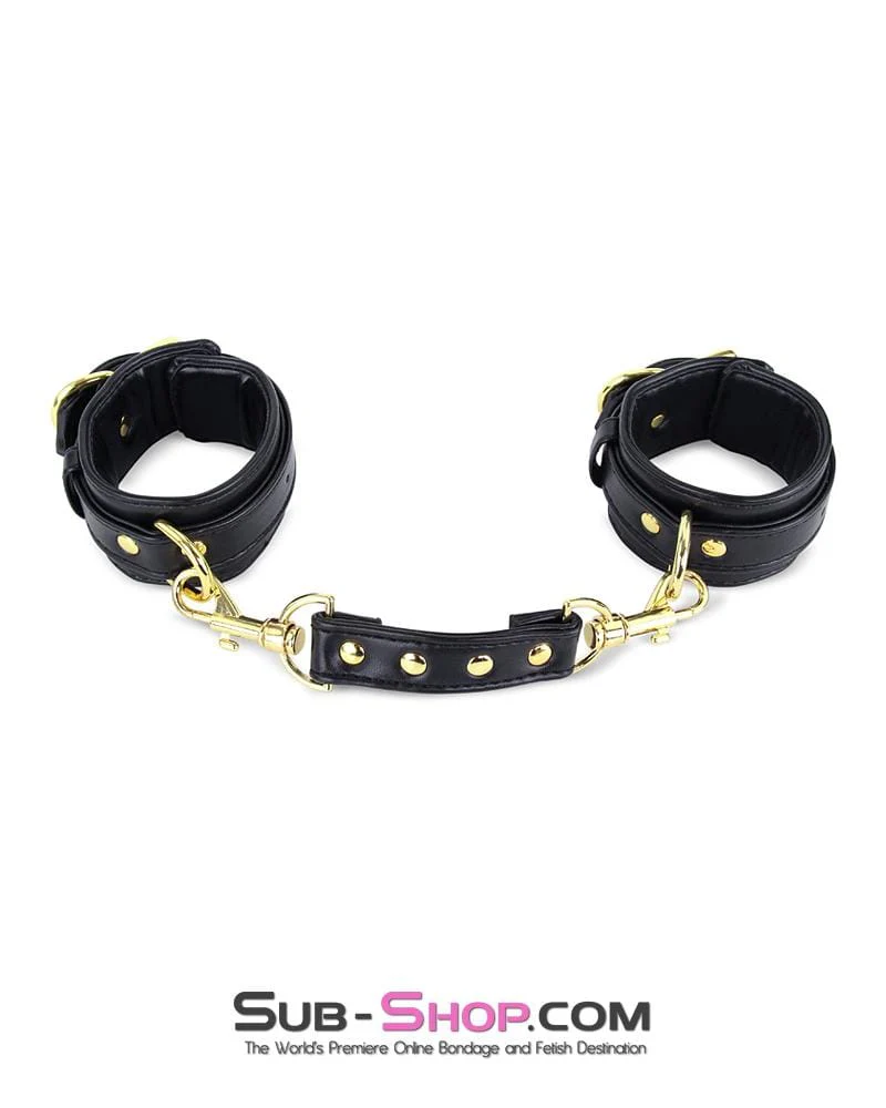 3738M Gold Standard Padded Supple Wrist Bondage Cuffs with Connector - Image 8