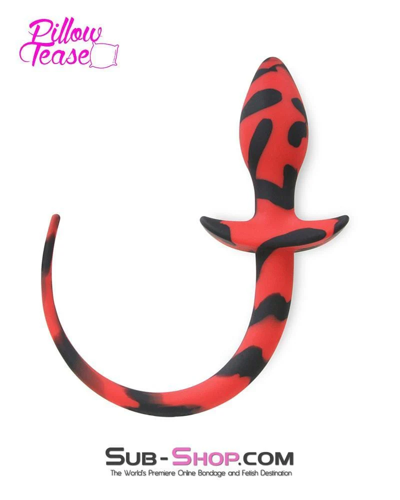 0465E      Good Puppy Red and Black Silicone Puppy Play Tail Butt Plug 🔥 FINAL CLEARANCE – Last Chance!