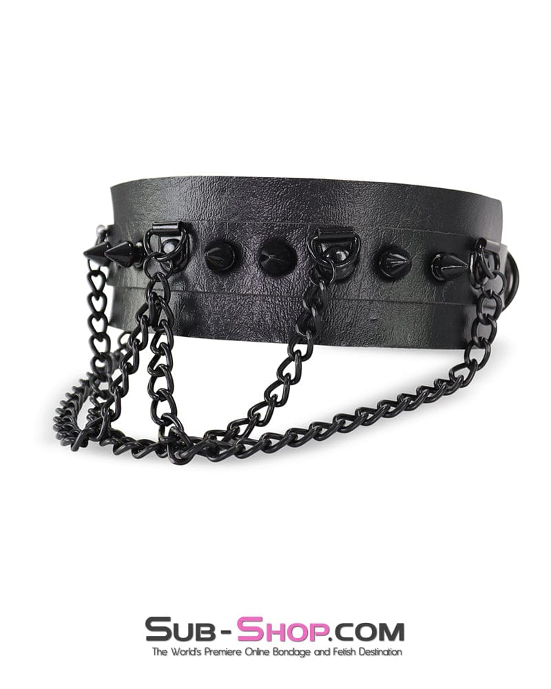 0720M Gothic Spiked Collar with Cascading Black Chains - Image 5