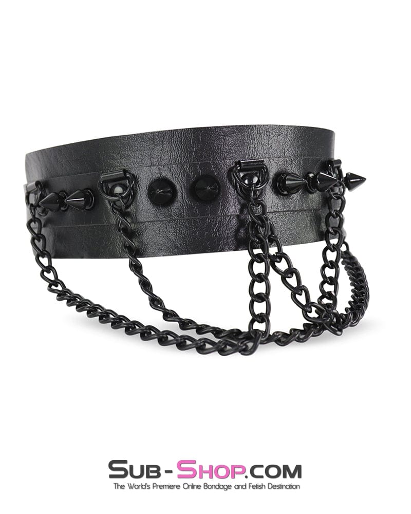 0720M Gothic Spiked Collar with Cascading Black Chains - Image 7
