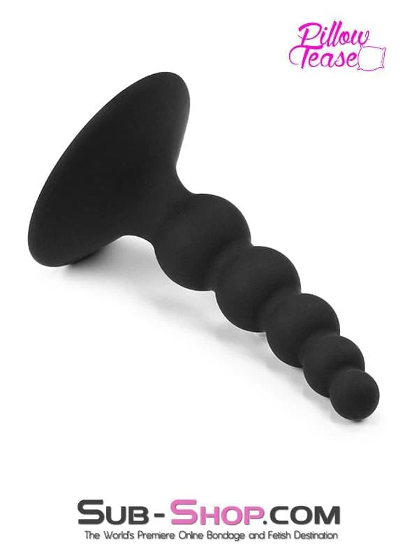 1856M      Graduated Small Beaded Silicone Anal Plug with Suction Cup Base - Image 2