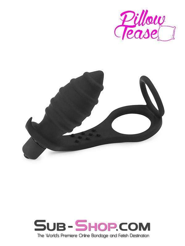 2630M-SIS      Grenade Vibrating Sissy Jezebel Butt Plug Silicone Dual Cock & Balls Rings Set - Image 8