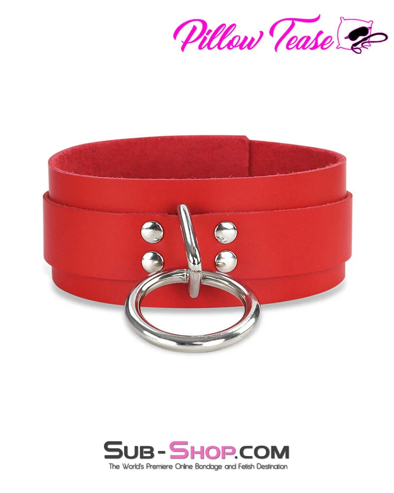 9082A <b>BOGO!</b> Hand Crafted Leather Red Fantasy Bondage Collar