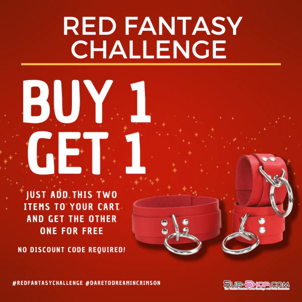 9082A <b>BOGO!</b> Hand Crafted Leather Red Fantasy Bondage Collar - Image 2