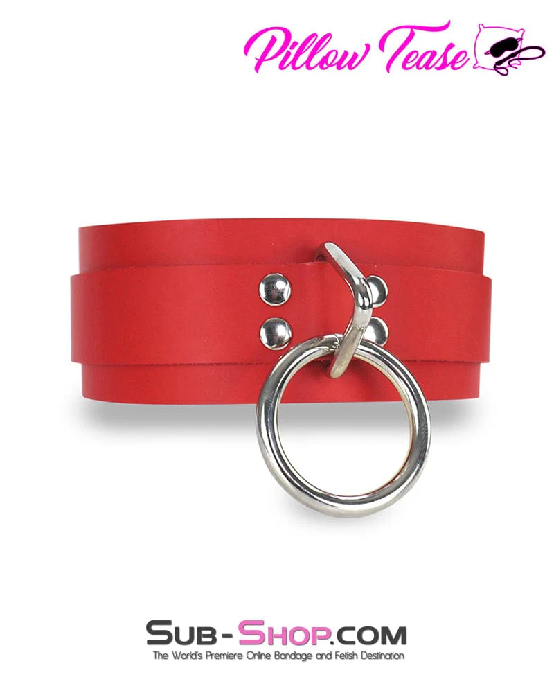 9082A <b>BOGO!</b> Hand Crafted Leather Red Fantasy Bondage Collar - Image 5