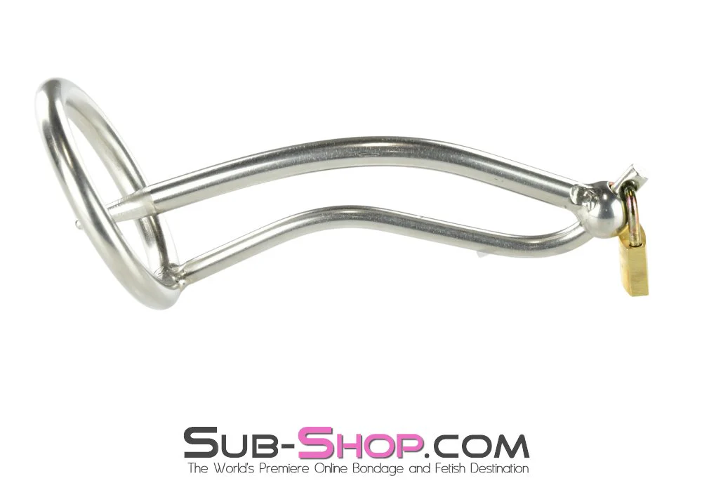 7381AR Hard Up Stainless Steel Locking Penis Plug Chastity - Image 4