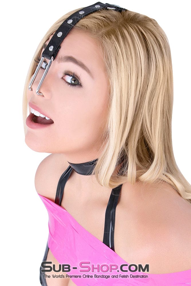 8919DL Haughty Slave Patent Vinyl Chrome Nose Hook & Collar Set - Image 4
