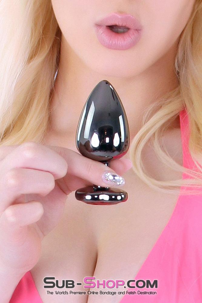 4726M Heart Jeweled Stainless Steel Butt Plug, Large Black Chrome 🔥 FINAL CLEARANCE – Last Chance! - Image 4