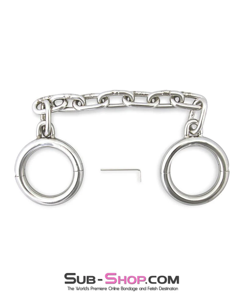 7245M  Heavy Bondage Stainless Steel Ankle Manacles, Large / Extra Large - Image 5