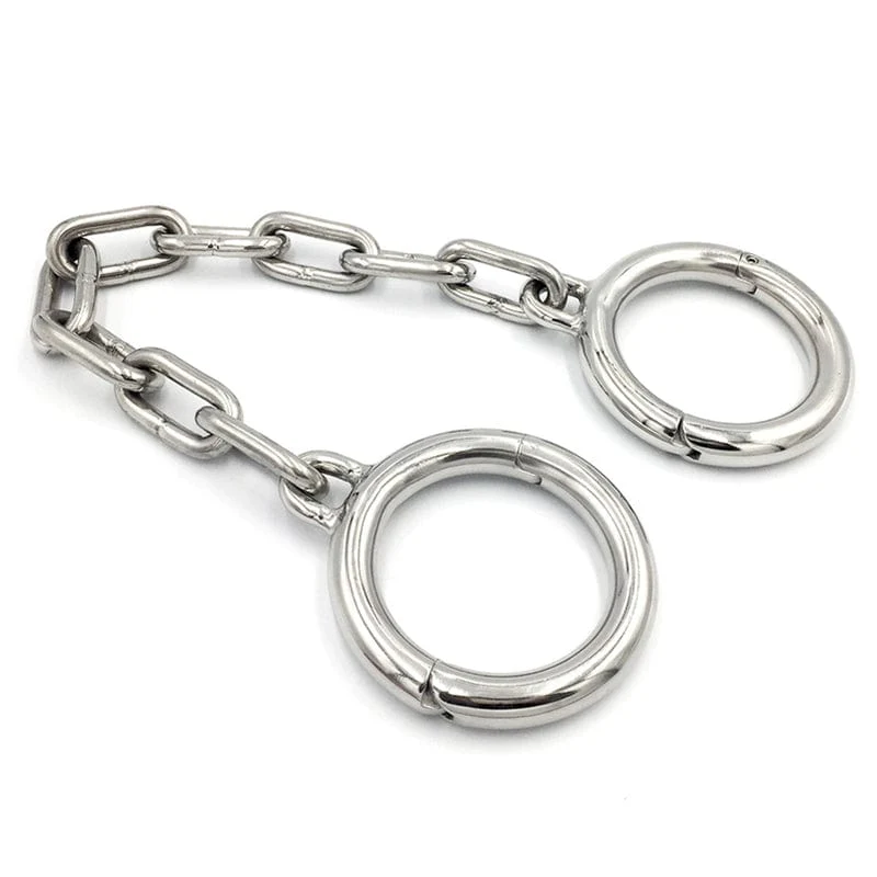 7142M Heavy Bondage Stainless Steel Ankle Manacles, Small / Medium - Image 8