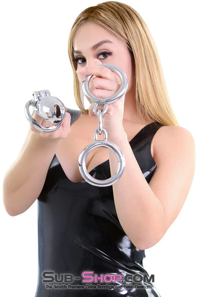 7343M Heavy Bondage Stainless Steel Wrist Manacles, Large / Extra Large - Image 10