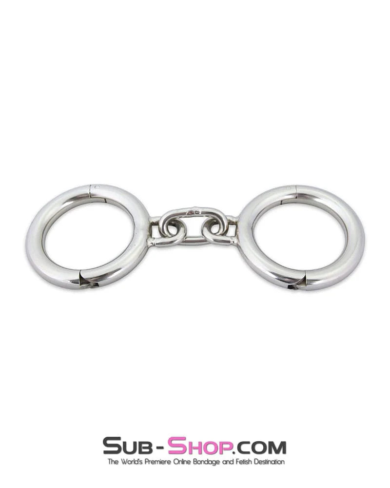 7343M Heavy Bondage Stainless Steel Wrist Manacles, Large / Extra Large - Image 3