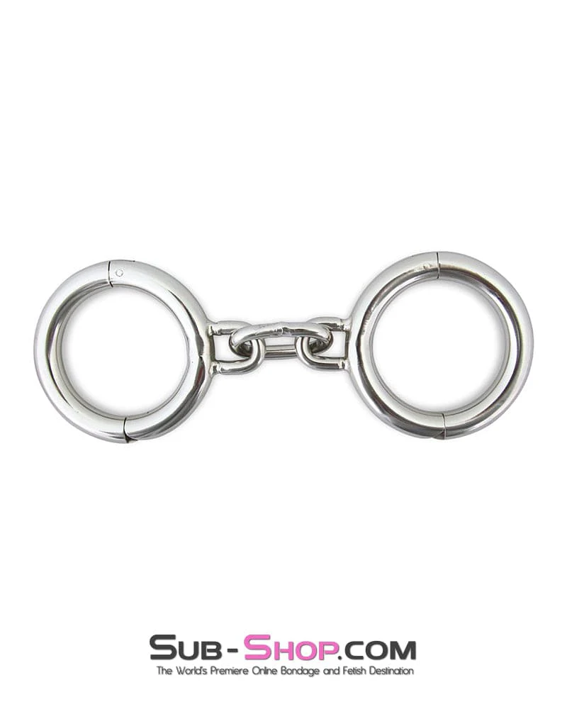 7343M Heavy Bondage Stainless Steel Wrist Manacles, Large / Extra Large - Image 6