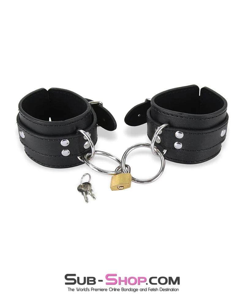 4735M Heavy Vegan Leather Wrist Bondage Cuffs with Padlock š„ FINAL CLEARANCE ā Last Chance! - Image 5