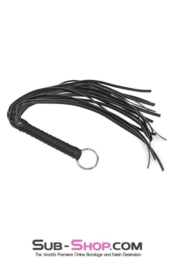 7797DL Heavyweight 24" Rubberized Leatherette Flogger Whip with Hanging Ring - Image 4