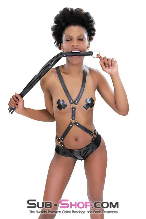 7797DL Heavyweight 24" Rubberized Leatherette Flogger Whip with Hanging Ring - Image 5