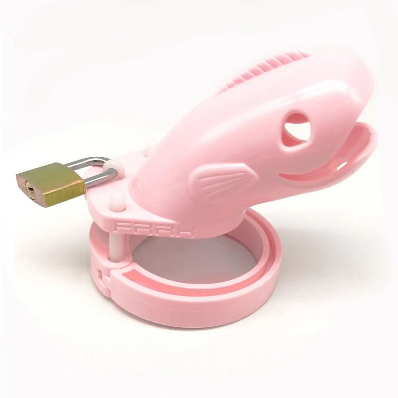 1684AR Pink Feminizing Locking Male Chastity Cage