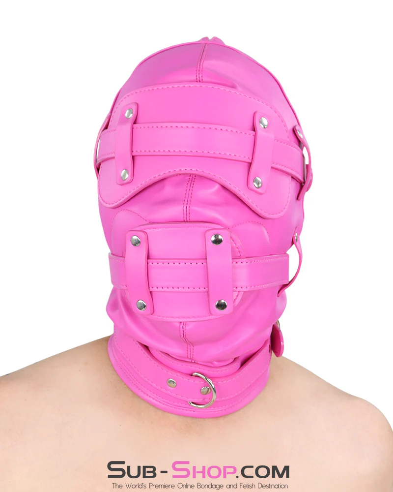 4730RS Hot Pink Locking Bondage Hood with Removable Dildo Gag & Blindfold - MEGA Deal - Image 21