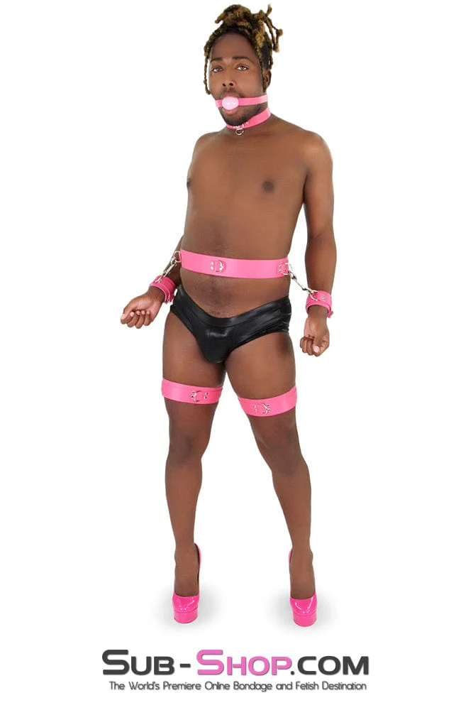 7237A-SIS Hot Pink Leather Sissy Bondage Belt - Image 8