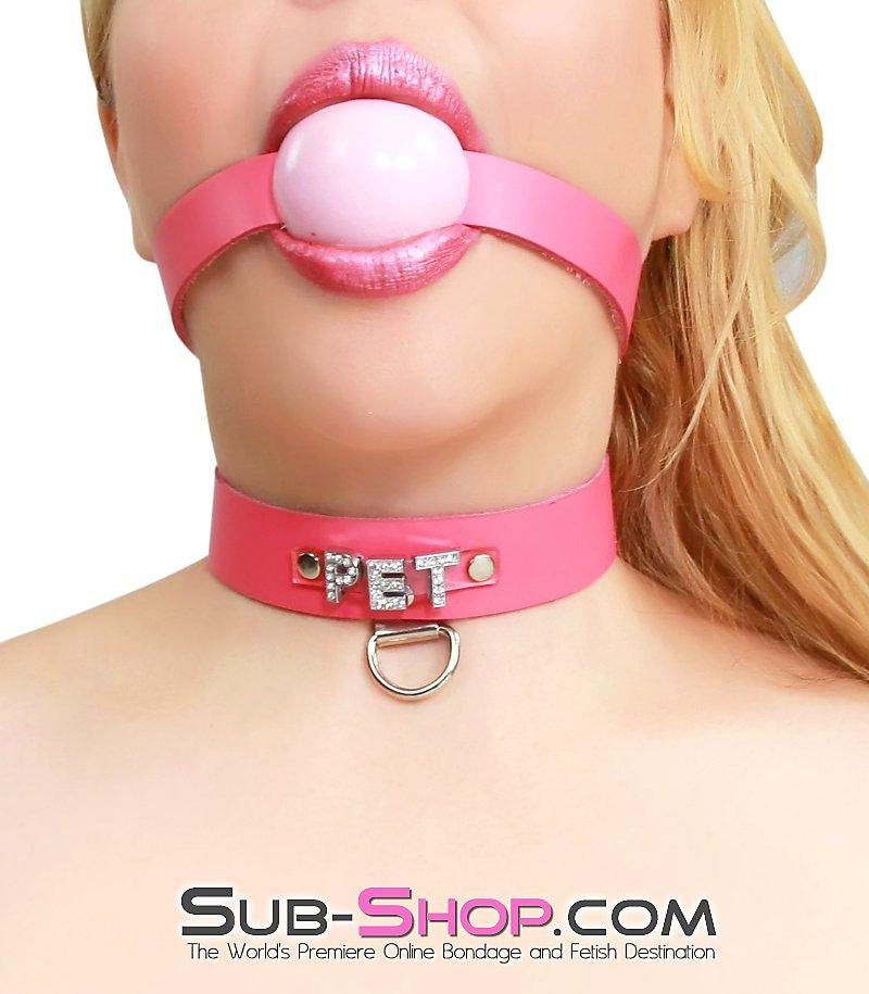 6845A Hot Pink PET Rhinestone Leather Collar