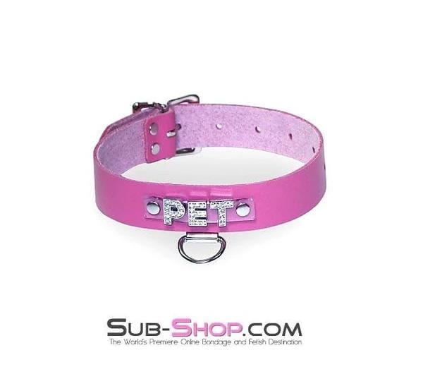 6845A Hot Pink PET Rhinestone Leather Collar - Image 16