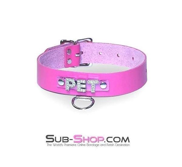 6845A Hot Pink PET Rhinestone Leather Collar - Image 9