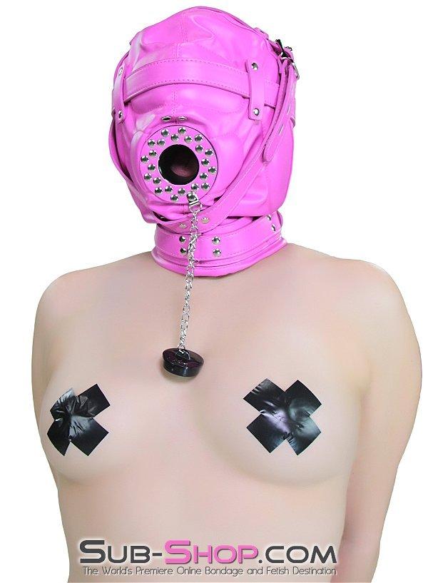 5762RS Hot Pink Put a Plug In It Locking Hood with Plug Gag - Image 8