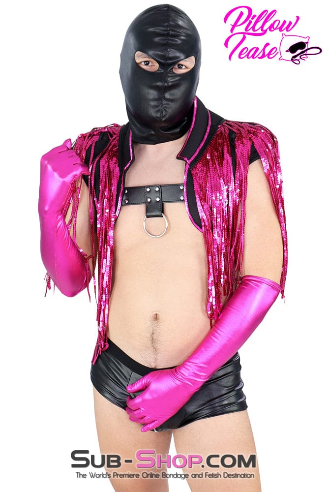 0632M-SIS Hot Pink Sissy Queen Sexy Elbow Length Gloves - Image 3