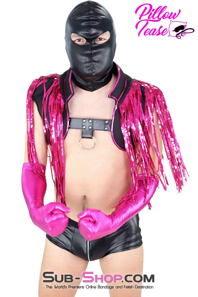 0632M-SIS Hot Pink Sissy Queen Sexy Elbow Length Gloves - Image 5