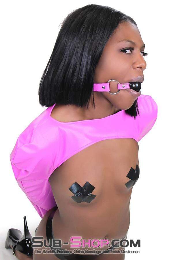4739RS-SIS Hot Pink Sissy Zippered Open Breast Armbinder Feminization Sissy Humiliation Top - Image 16