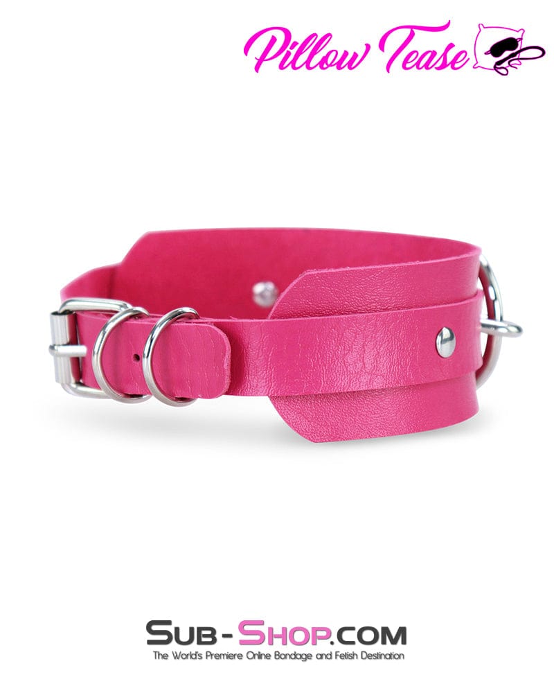 9911DL      Hot Pink Thin Single Ring Bondage Fashion Collar - Image 4