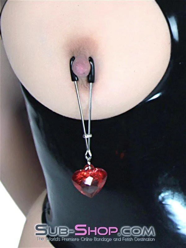 0511HS I Heart Nipple Clamps Tweezer Style Heart Charm Nipple Clamps - Image 8