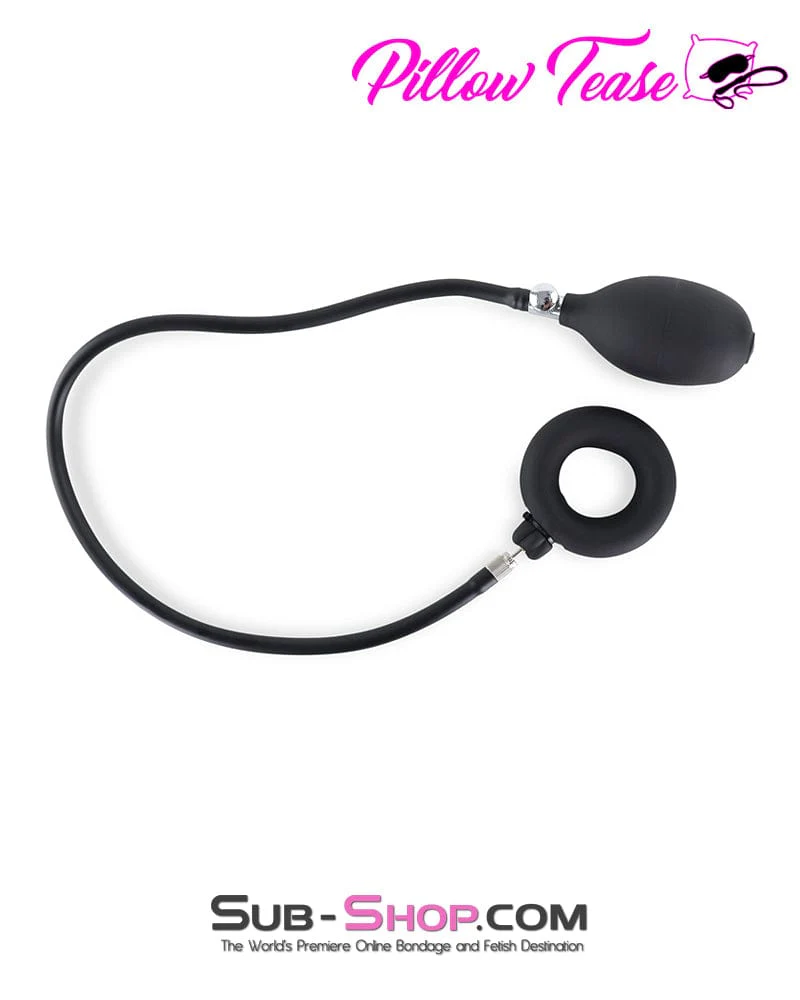 2347DL      Inflatable Rubber Cock Ring With Removable Pump Hose - Image 2