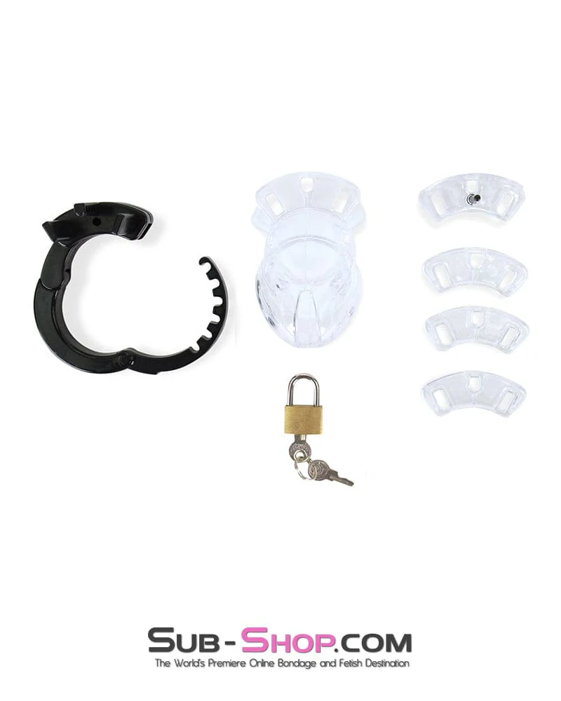 5779AE Jacked Up Adjustable Clear Polycarbonate Locking Male Cock Cuff Chastity Device - Image 17