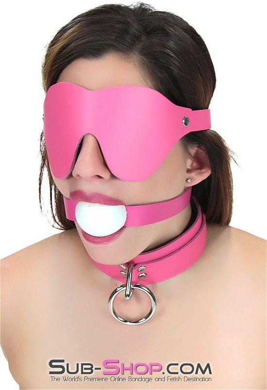1665A      Kept Woman Locking Hot Pink Leather Bondage Collar - Image 7