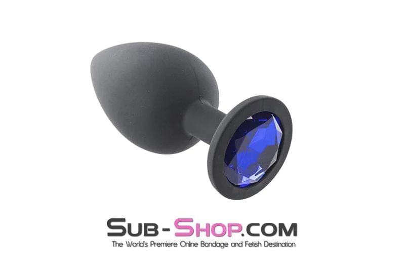 2796M      Large Black Silicone Anal Plug with Sapphire Crystal 🔥 FINAL CLEARANCE – Last Chance! - Image 2