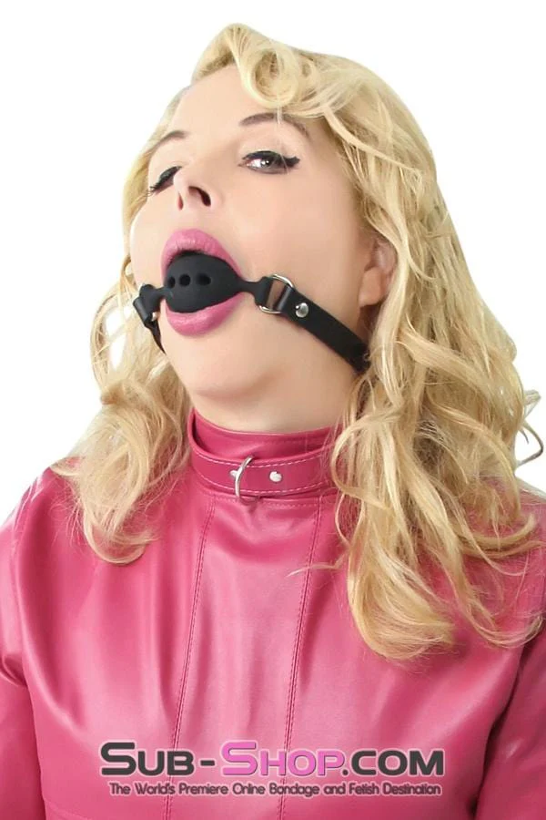 7364A      Large Black Silicone Ball Gag with Breather Holes - Image 11