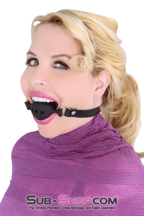 7364A      Large Black Silicone Ball Gag with Breather Holes - Image 22