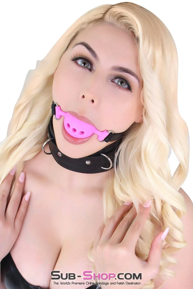 0524RS      Large Locking Pink Silicone Breather Ball Gag - Image 7