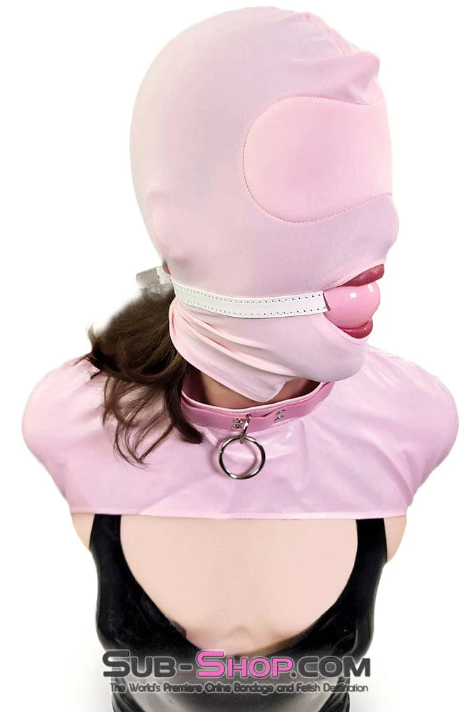 0445DL-SIS Pink Pretty Sissy Slave Rubber Ballgag on BDSM Mistress White Strap - Image 3