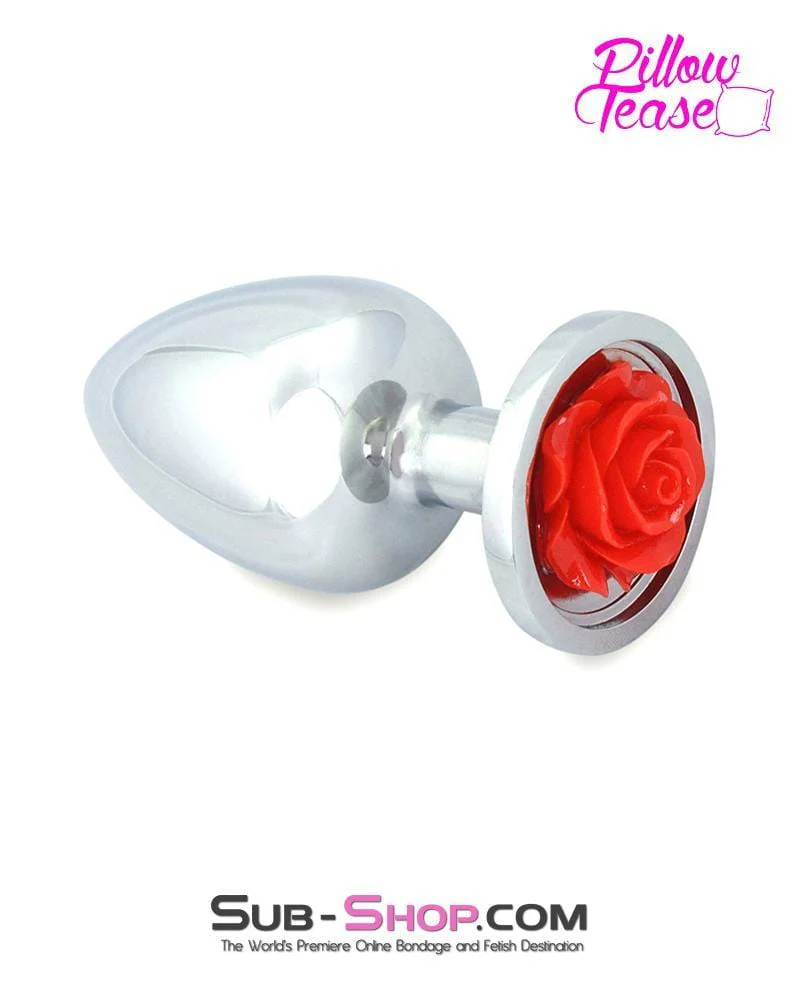 0493E Large Red Rose Base Chrome Anal Plug - MEGA Deal - Image 2